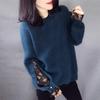 New Autumn Winter Fashion Korean Version Patchwork Contrasting Round Neck Sweater Loose and Versatile Western-style Knitted Top