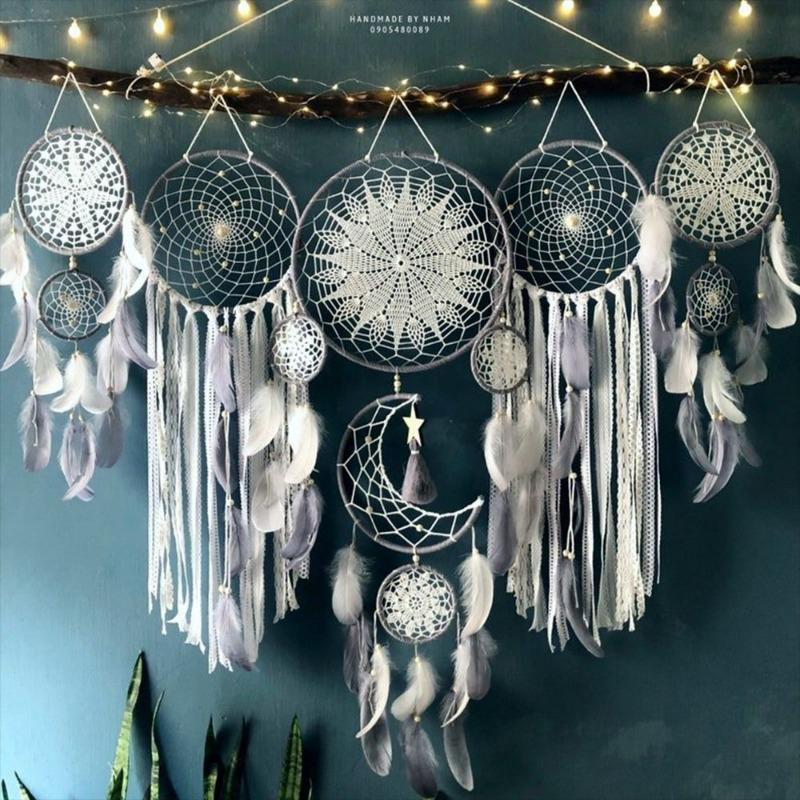 5pcs  Indian Dream Catcher, Wind Chime, Feather Pendant Indoor Tassel Wall Hanging, Exquisite Decoration for Homestay