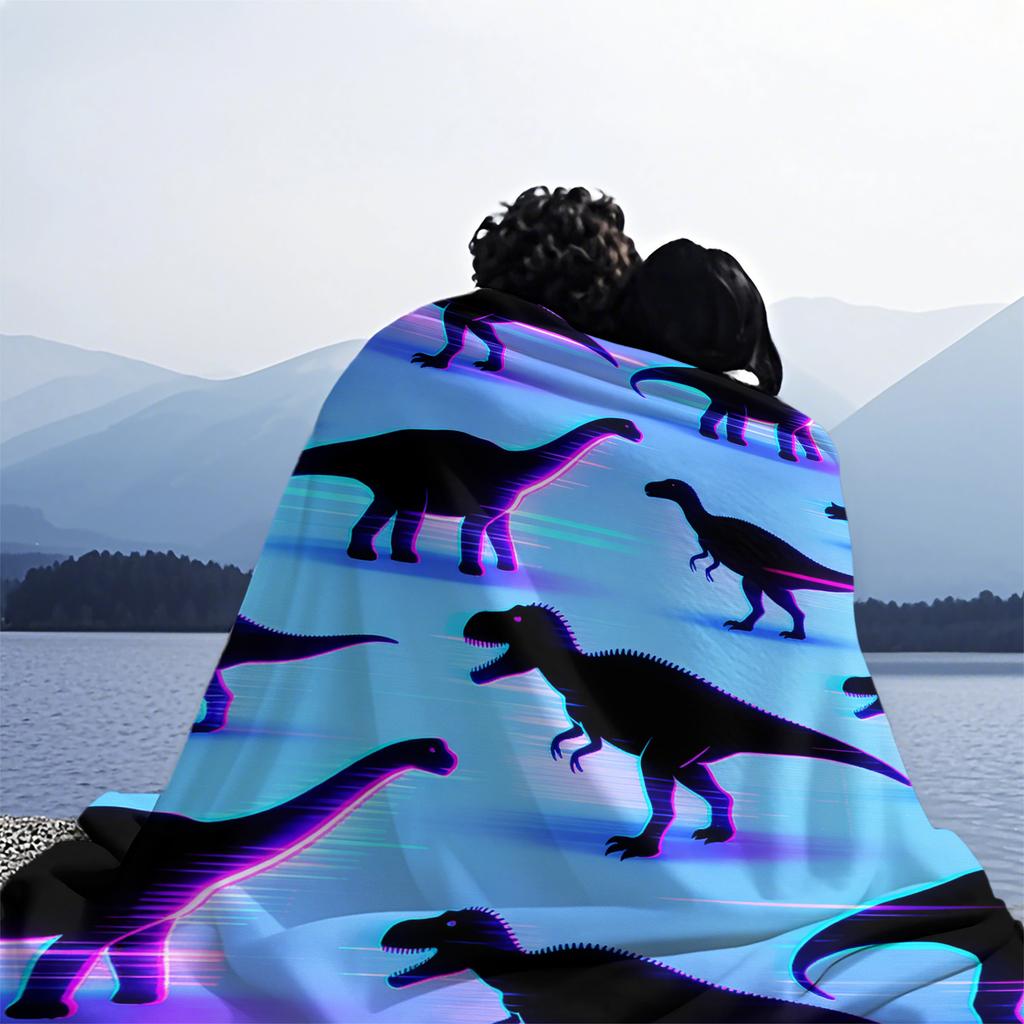 Dinosaur Dreamland Print Blanket Warm Comfortable Flannel Blanket Suitable for Bedrooms,Sofas, Beds,Chairs