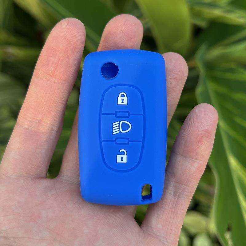 Silicone Car Key Cover for Citroen C4 2008 Picasso Berlingo C3 C5 X7 Xsara C6 C8 Folding 3 Button Key Case Cover Protection