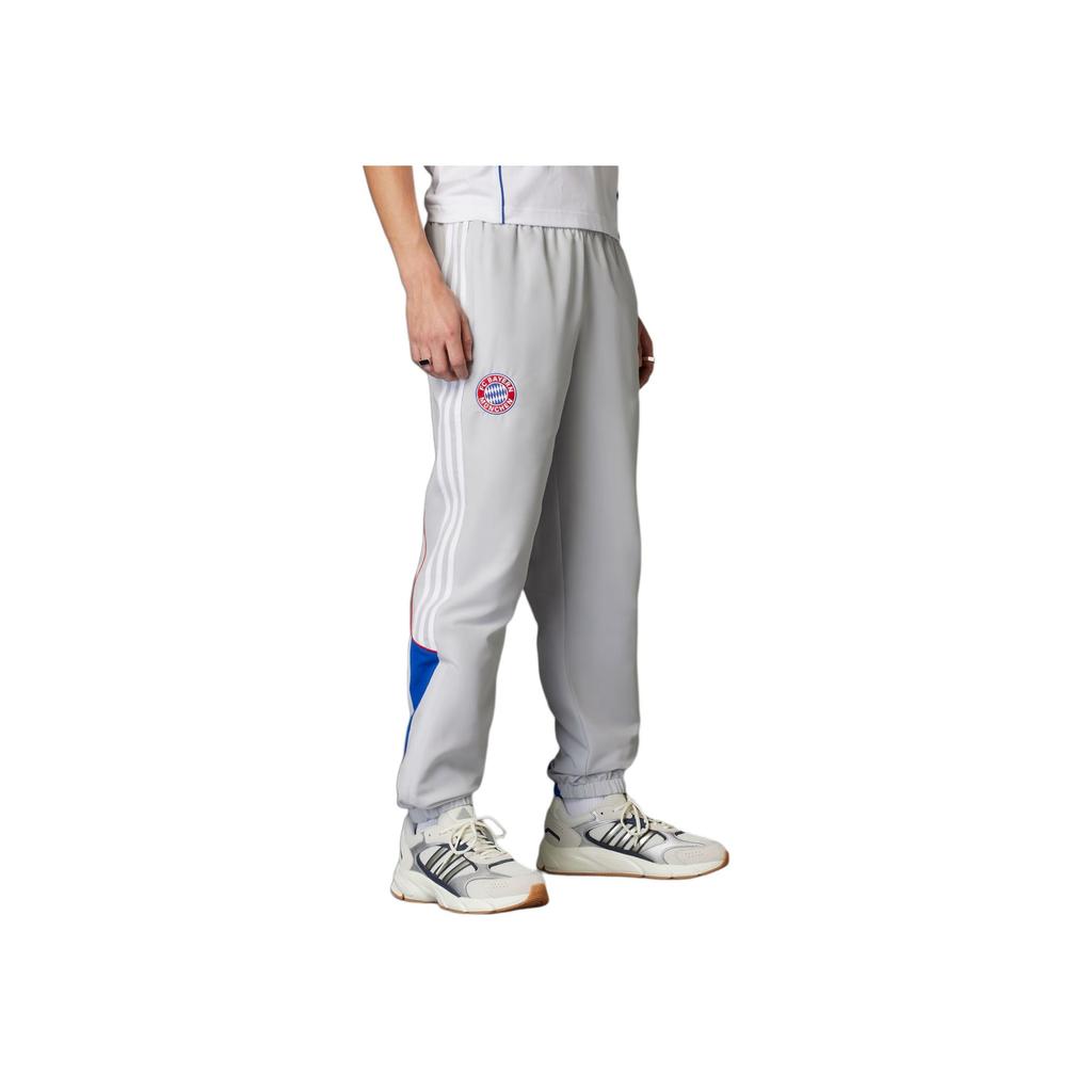 Adidas Embroidered Lace-Up Cuffed Knit Sports Pants Men Bottoms Light-Gray JF0591