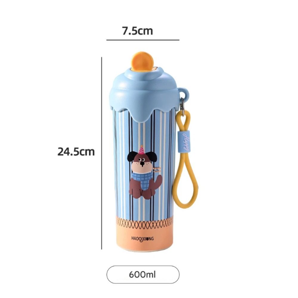 Ice Cream Vacuum Cup Insulation Or Cooling High-Capacity Floating Ball Insulated Cup 600ML With Pendant Thermal Mug