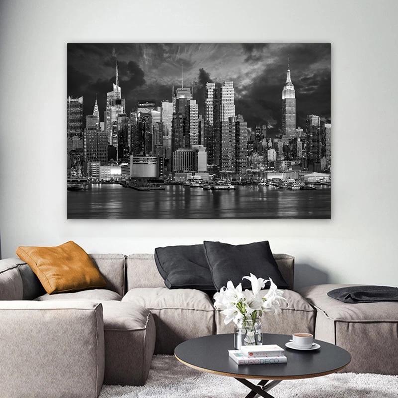 New York City Manhattan Posters Night Views Decorative Painting Wall Art Pictures Living Room Building Canvas Prints Home Decor