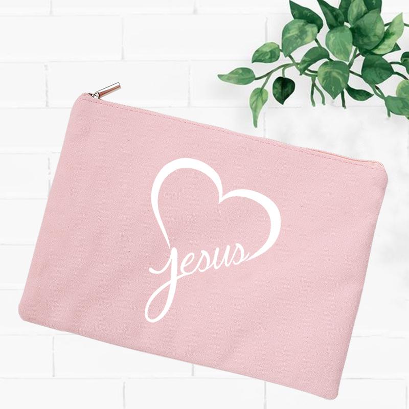 

Jesus Faith Christian Women Outdoor Storage Bags Toiletry Organizer Cosmetic Pouch Portable Female Travel Makeup Case Pencil Bag