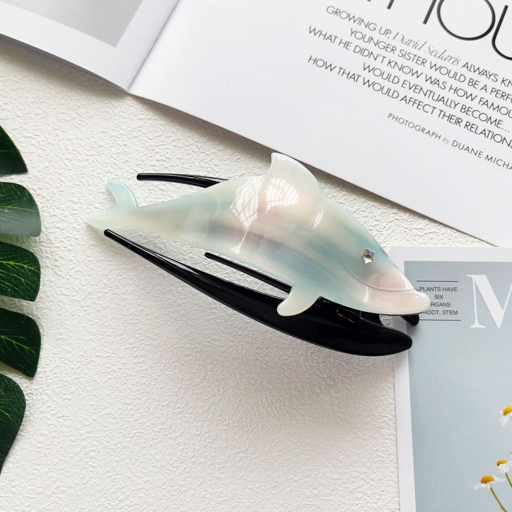 1pc acetate dolphin dovetail clip large horizontal clip, versatile hair gripper on the back of the head, suitable for thick hair
