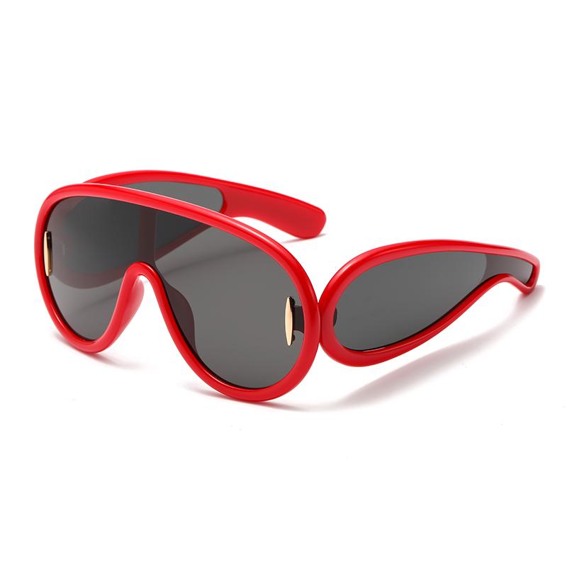 New Fashion One-Piece Large Frame Sunglasses Cyberpunk Style for Women Men Outdoor Travel UV Protection