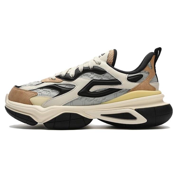 FILA Fabric Synthetic Leather Simple Versatile Shock Absorbing Wear Resistant Low Top Dad Shoes Men sneaker Gray Brown F12M343103FNL