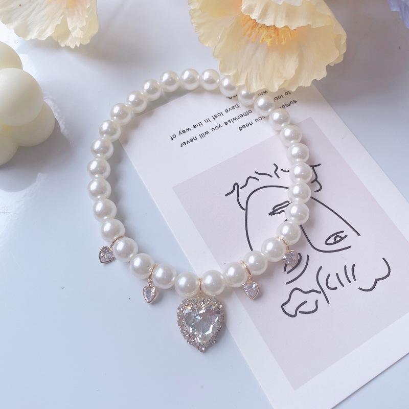 Pet Retro Pearl Pendant Cat Eye Stone Neck Chain Highlight Pearl Jewelry For Cat Dog