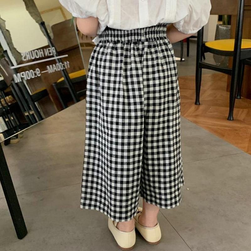 Kinder karierte Anti-Mücken-Hose, elastische Taille, Freizeithose