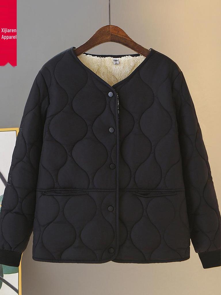 2025 New Cotton Padded Jacket: Short, Plush, Thick, Autumn/Winter Style for Petite and Plus Size Women