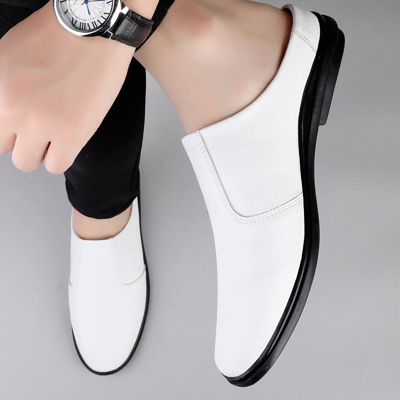 Summer Closed Toe Sandals Mules Men Half Shoes For Man Leather Mens Semi-Drag Casual Shoes Backless Loafers Slippers Male Slides