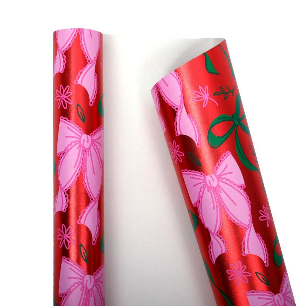 43x300cm Gilded Christmas Gift Wrapping Paper Christmas Snowflake Bow Flower Bouquet Packaging Paper for Party Decorations