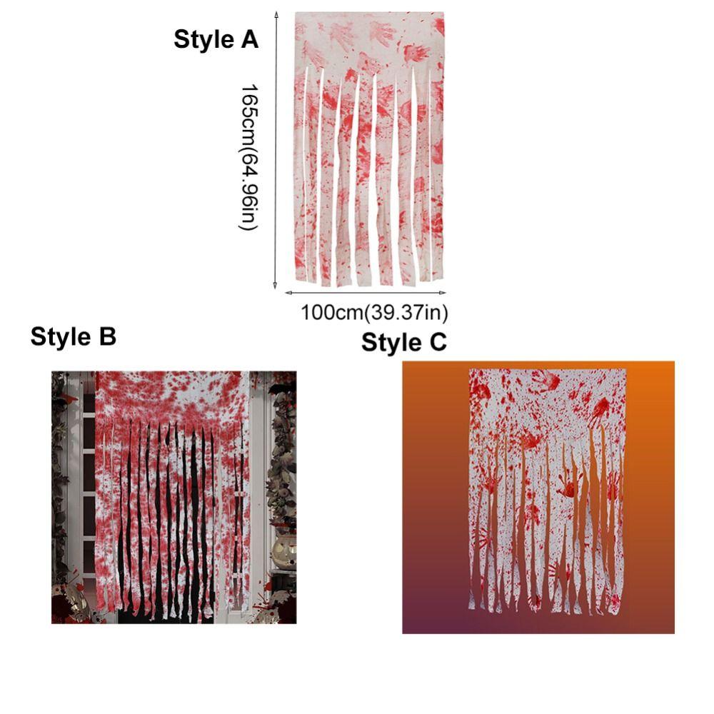 Hanging Halloween Doorway Curtains Scary Theme Bloody Handprints Curtains Bloody Gauze  Bar