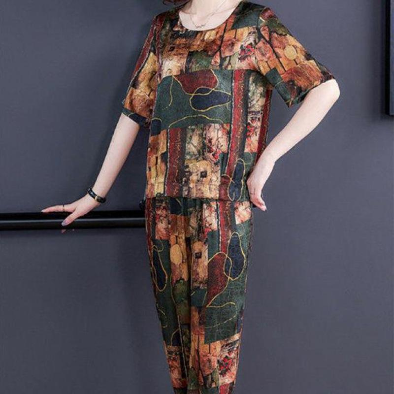 Fat Women's Huge Slimming Suit Women's Summer Loose-fitting Belly-covering Short-sleeved Two-piece Suit for Women