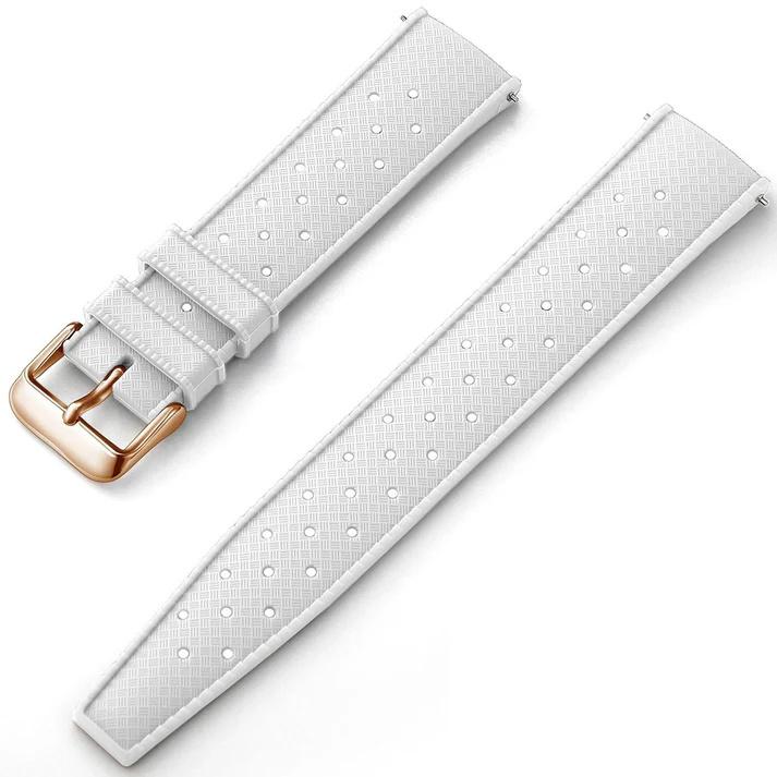 ERBORD Universal Silicone Strap 20mm, Tropic, White / Gold Buckle
