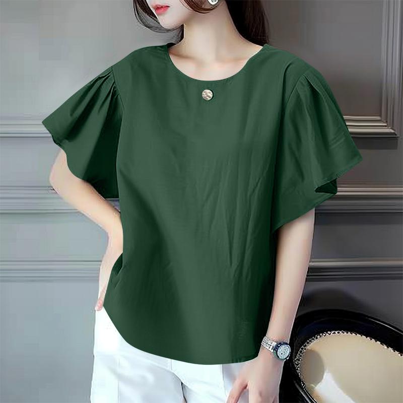 ZANZEA Women Casual O-neck Summer Ruffles Short Sleeve Blouse