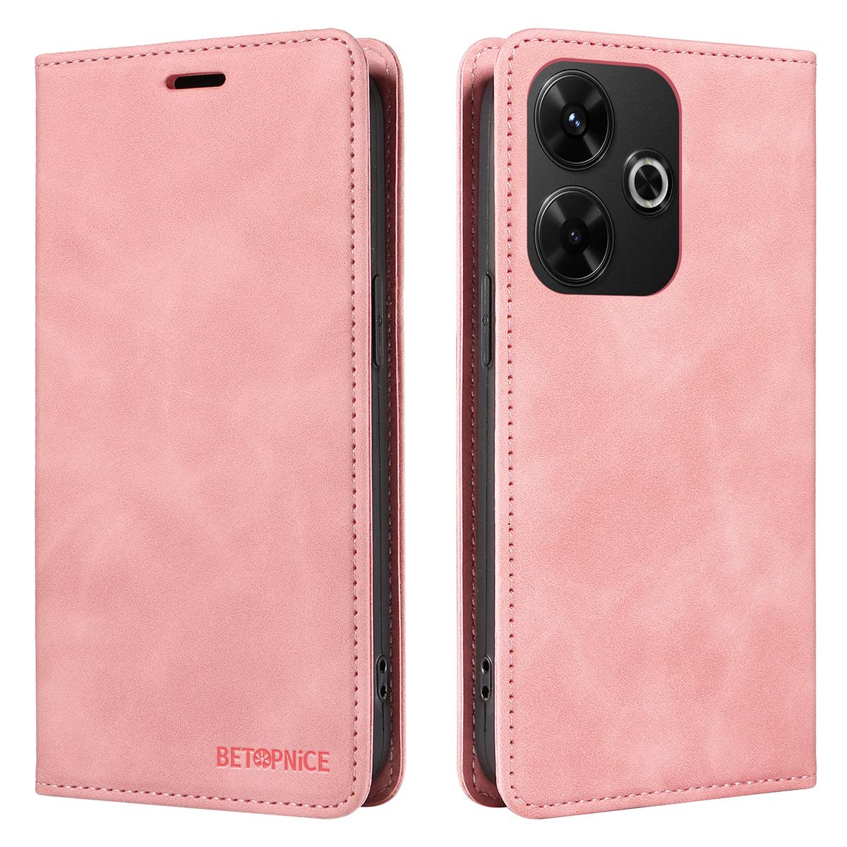 

BETOPNICE 003 For Xiaomi Redmi 13x 4G/13 5G/13 4G/Redmi Note 13R 5G/Poco M6 4G Case Leather Phone Cover Pink