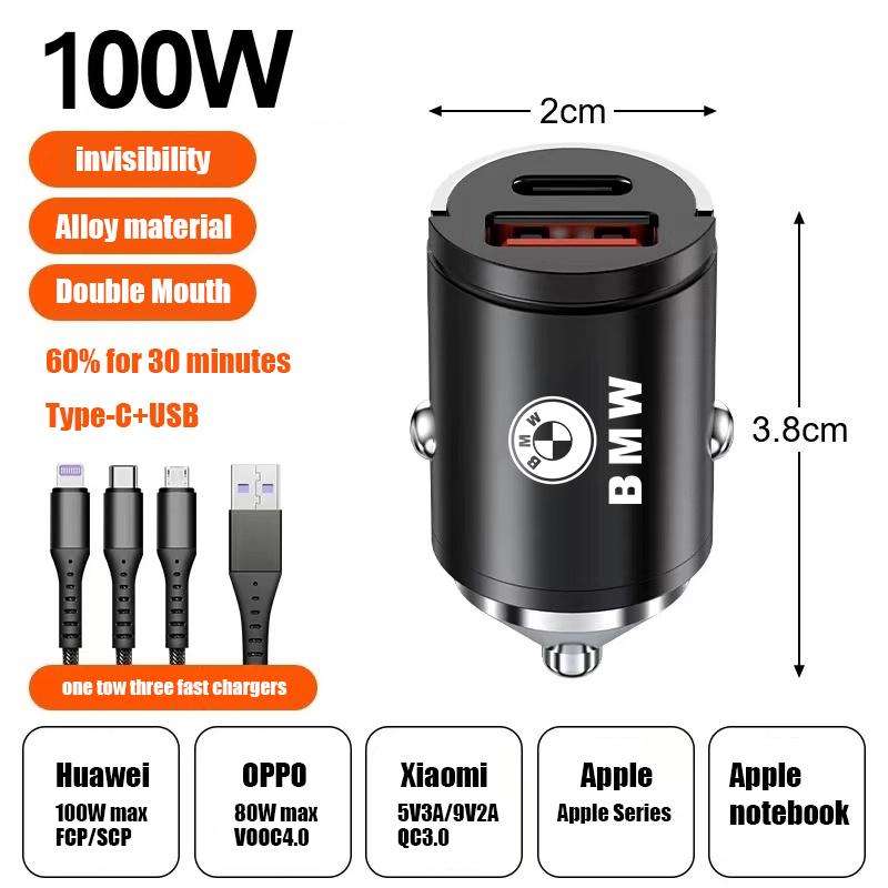 Car Mini Stealth Charger USB Type-C Fast Charging Adapter Sticker For BMW X1 X3 X4 X5 E46 E90 F20 E60 E39 F10 M1 M2 M3 M5 M6