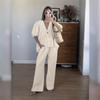 Women Spring Summer Holiday Pant Set Suits Cotton Solid Outfits V-neck 2 Two Piece Matching Set for Women