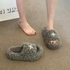 Fashion Non-Slip Plush Slippers Women Wear Soft Soles Comfortable Lazy Pedal Home Indoor Fluffy Shoes Drag