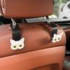 2Pcs Adorable 3D Cartoon Cat Car Seat Headrest Hooks - Universal Vehicle Storage Organizer For Handbags,Purses Coats Cute