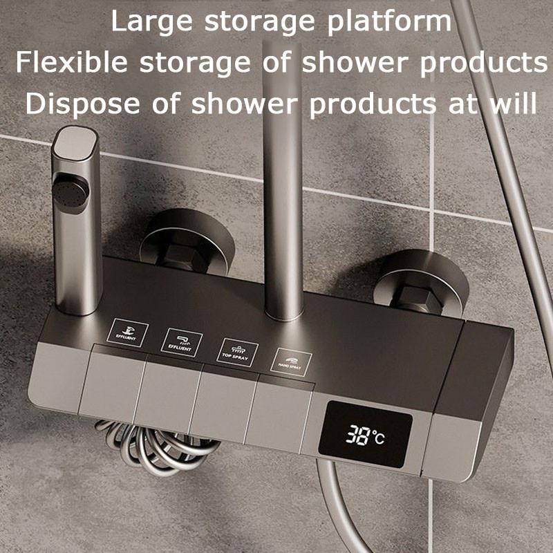 Brass 4 In 1 Shower Digital Display Constant Temperature Shower Set Supercharged Multifunctional Shower