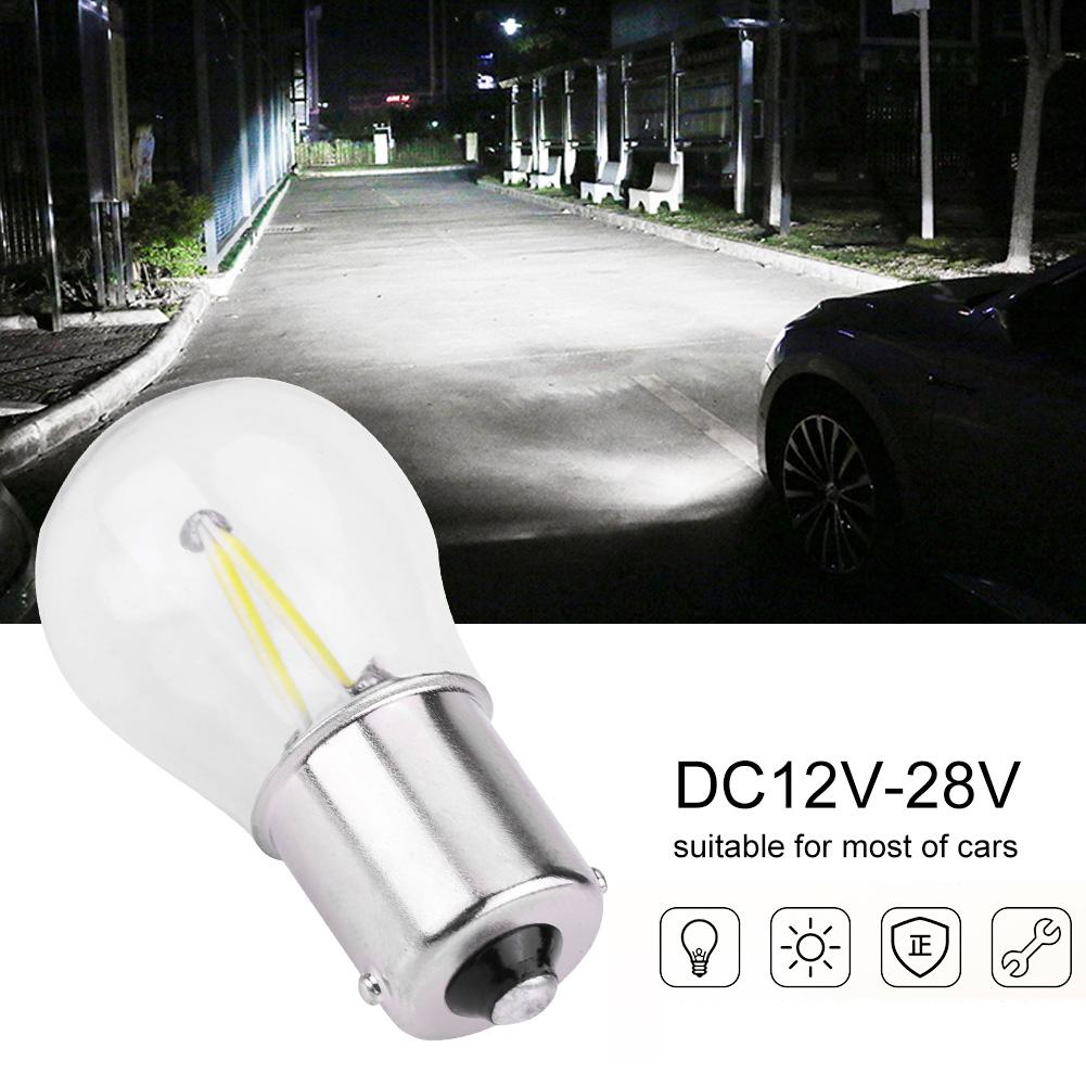 Pair of 1156 Glass Strobe COB LED Car Turn Signal Reverse Light Tail Brake Bulb White Light
