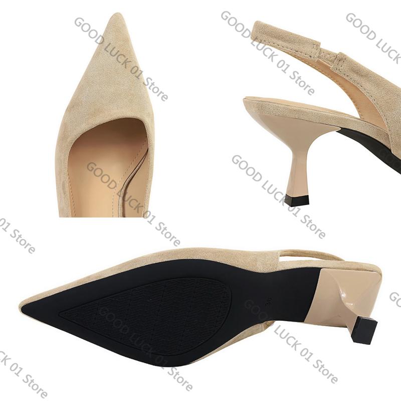 Fashion 2025 Shoes Suede Women Pumps Pointed Hollow Out High Heels 6 CM Summer Women's Sandals Occupation Office Shoes Kitten Heels