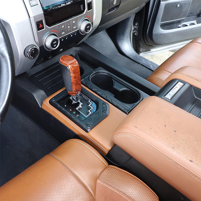 ABS Carbon Fiber For Toyota Tundra 2014-2025 Car Center Control Shift Panel Water Cup Decorative Frame Stickers Car Accessories