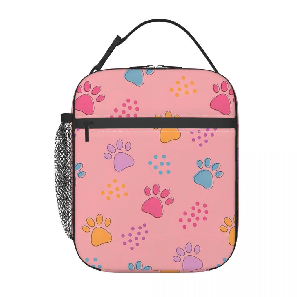 Bolsa de Almuerzo Térmica con Estampado de Huella de Perro Linda para Niños, Nevera Escolar, Fiambrera Térmica, Bolso Tote, Contenedor de Fiambreras Portátil