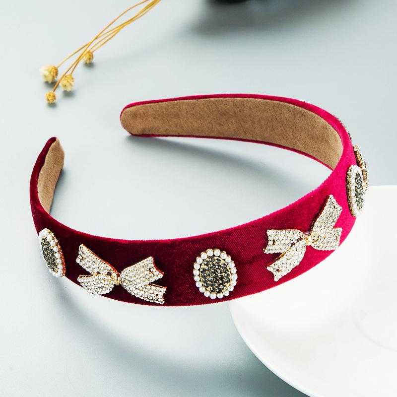 Women's Hairband Baroque Bow Pearl Flannel Shampoo Headband Go Out Sweet Hair Hoop Sponge Headwear