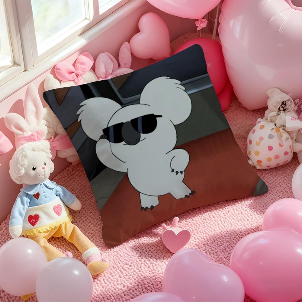 Koala Creative Cartoon Pillow Case Soft Plush Fabric DoubleSided Printed Cushion Cover Warm Winter Sofa Pillow Case