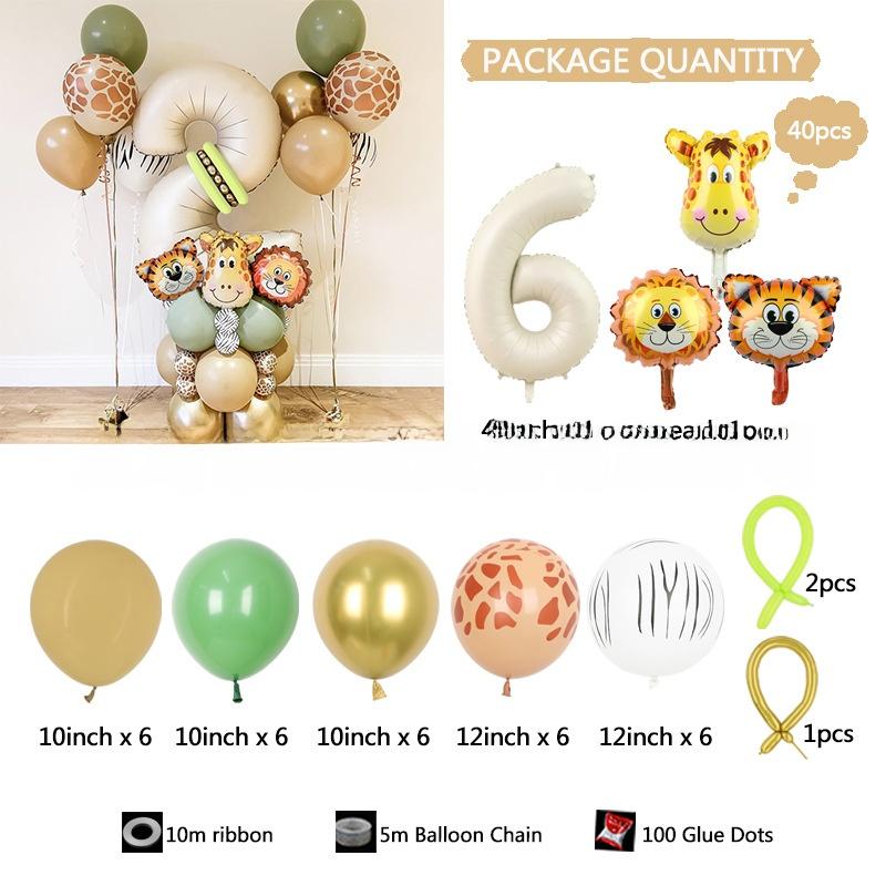 Birthday Balloons Jungle Animal Long Neck Giraffe Lion Aluminum Foil Balloons Children s First Year Celebration Decoration Toys