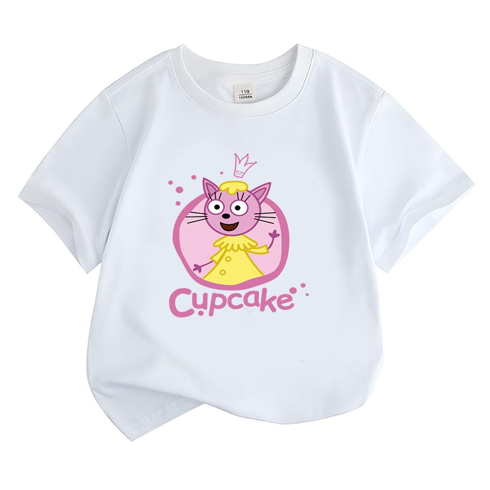 100%Cotton Kid-e-cats Print Children T-Shirt Cartoon Kids Tees Three Kitten Russian Funny Boys Tops Cute Girls Clothing Summer Tops Anime T-shirt