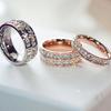 Korean Double Row Rhinestone Gold-Plated Ring - Women's Fashion Index & Tail Accessory