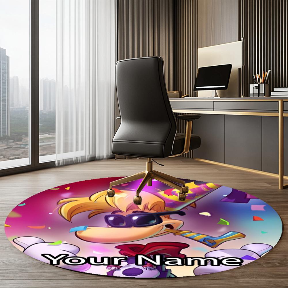 Custom Name Rayman Printed Round Rug Carpet Chair Rug Area Rug Entryway Doormats,for Office Chair Living Room Bedroom Kitchen Room.