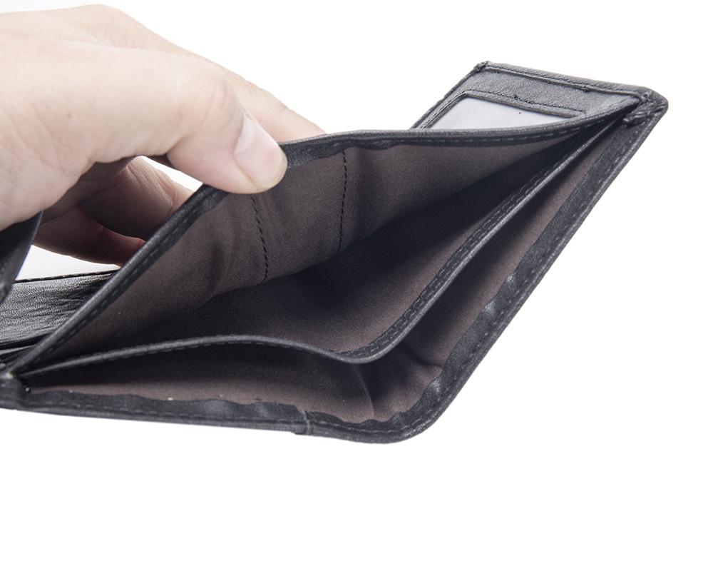 Cross-Border Japanese & Korean Men's Genuine Leather Bi-fold Wallet with Money Clip – Cowhide, Vegetable-Tanned, Vertical Design, Casual Buckle.