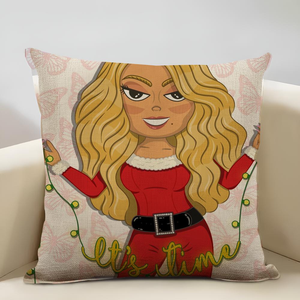 MariaCarey Christmas Song Cushion Household Decoration Linen Sofa Cushion Cover: Skin-Friendly & Breathable