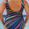 Sexy Striped One Piece Large Swimsuits Body Closed Plus Size Swimwear Female Bathing Suit For Pool Beach Women's Swimming Suit
