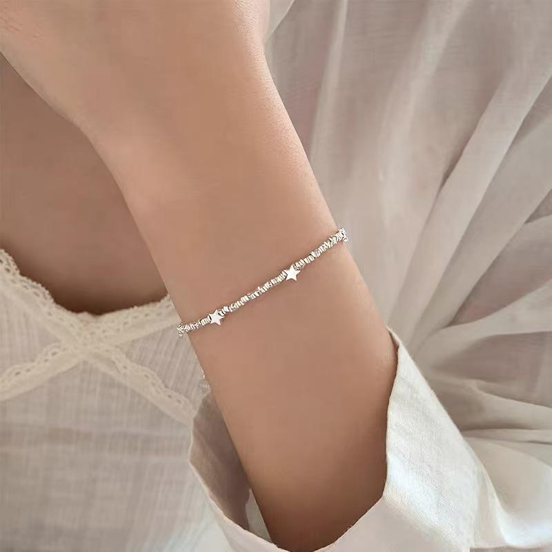 Exquisite Women's Layered Silver Star Bracelet - 999 Sterling Sparkling Niche Design