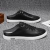 New Summer Mens Casual Leather Shoes Slip on Half Shoes for Man Breathable Flats Personality Man Slippers Handmade Muller Shoes