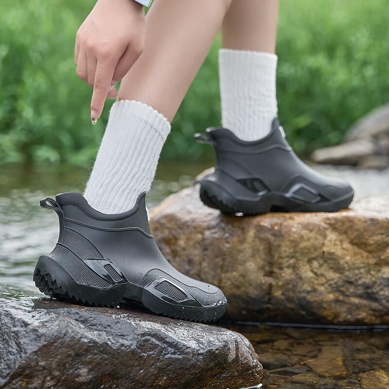 Summer New Rain Boots Rain Shoes Men's Short Tube Waterproof and Non-slip PVC Water Shoe Cover Outdoor Wear-resistant Work Shoes