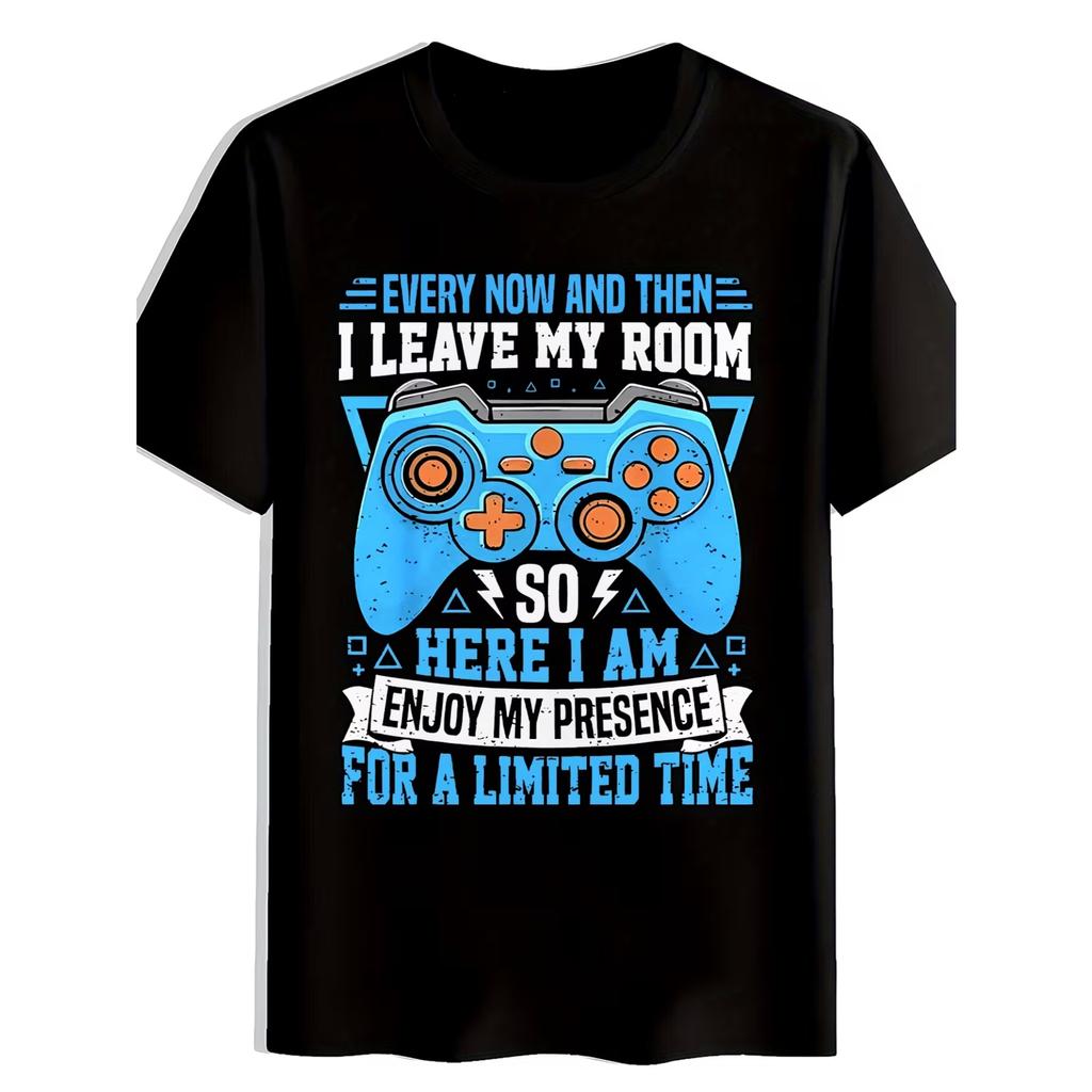 Blue Print T-Shirt Featuring A Game Controller, Perfect for Summer