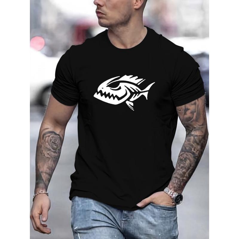 Specially Designed Fish Patterned Men's T-shirt, Suitable for Summer