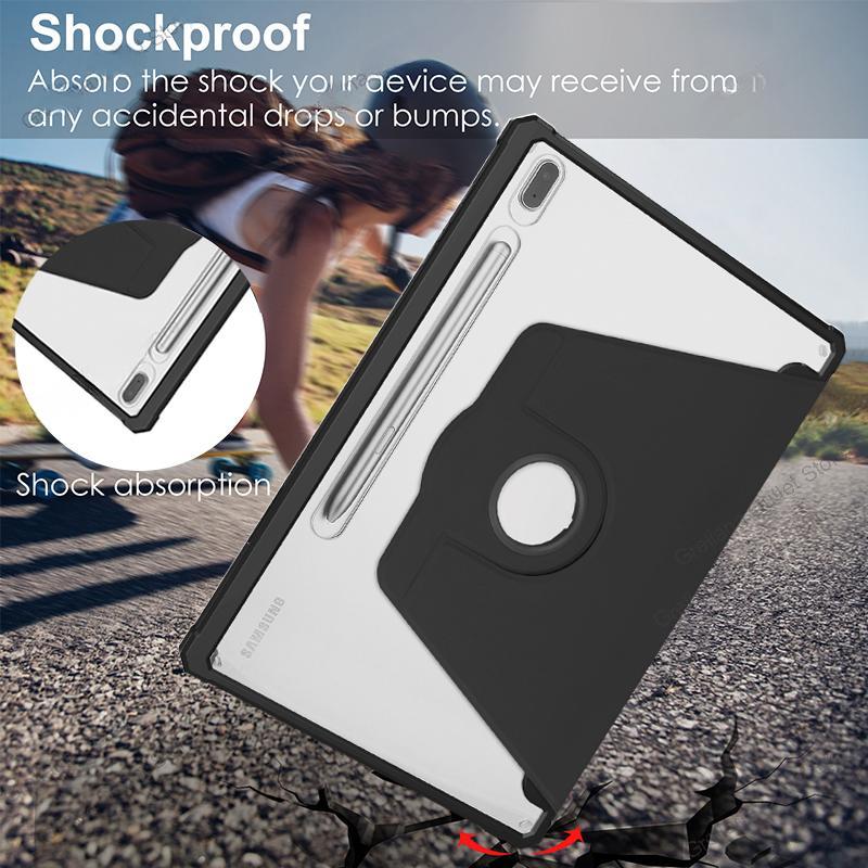 For Samsung Galaxy Tab S9 S8 11 Inch Transparent Case Stand Funda Cover for Samsung Galaxy Tab S9 S8 S7 Plus FE 12.4 Pencil Holder Cases