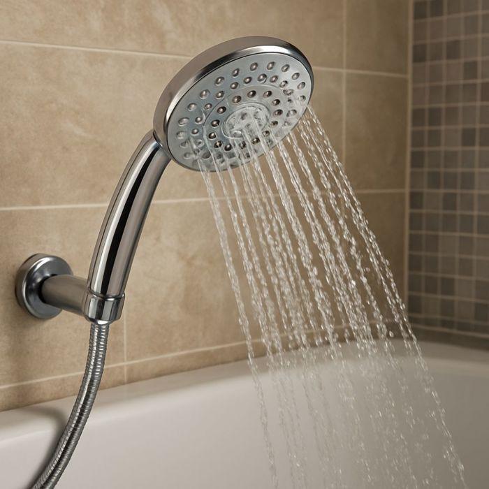 Pommeau de Douche Réglable 5 Jets Chrome 22 cm avec Modes Normal Tonique Massant Moussant et Doux pour Salle de Bain