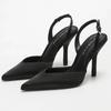 Pointed Toe Pumps Women Heeled Sandals Satin Elegant Slingback High Heels Women Concise Fashion Party Wedding Dress Shoes