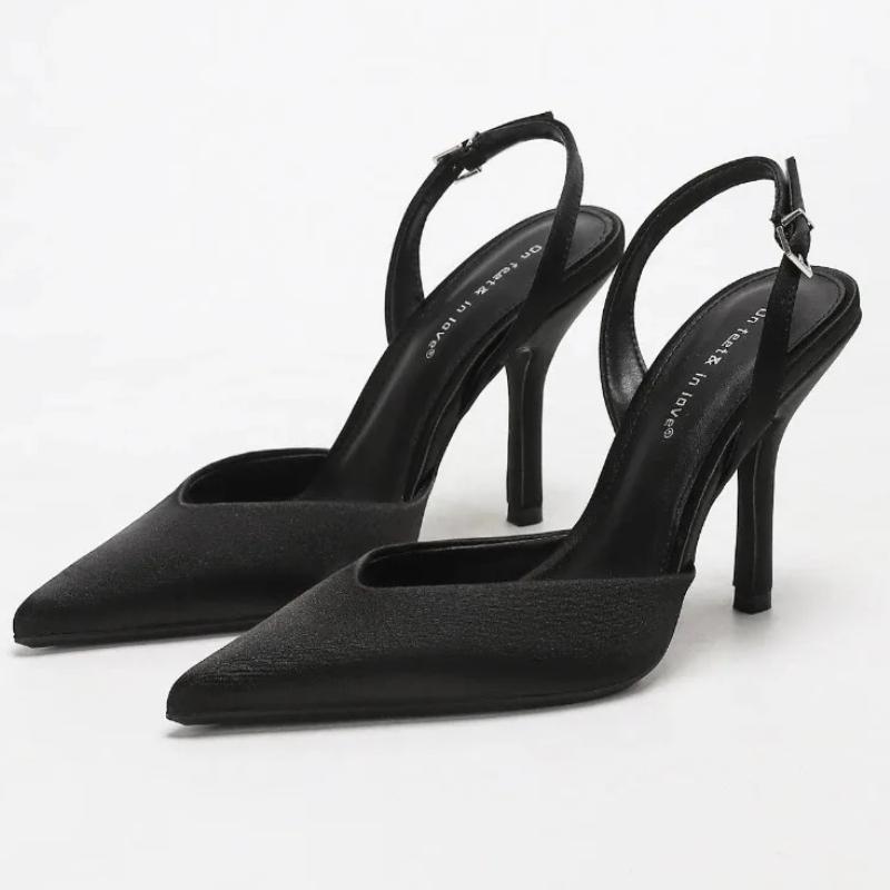 Pointed Toe Pumps Women Heeled Sandals Satin Elegant Slingback High Heels Women Concise Fashion Party Wedding Dress Shoes