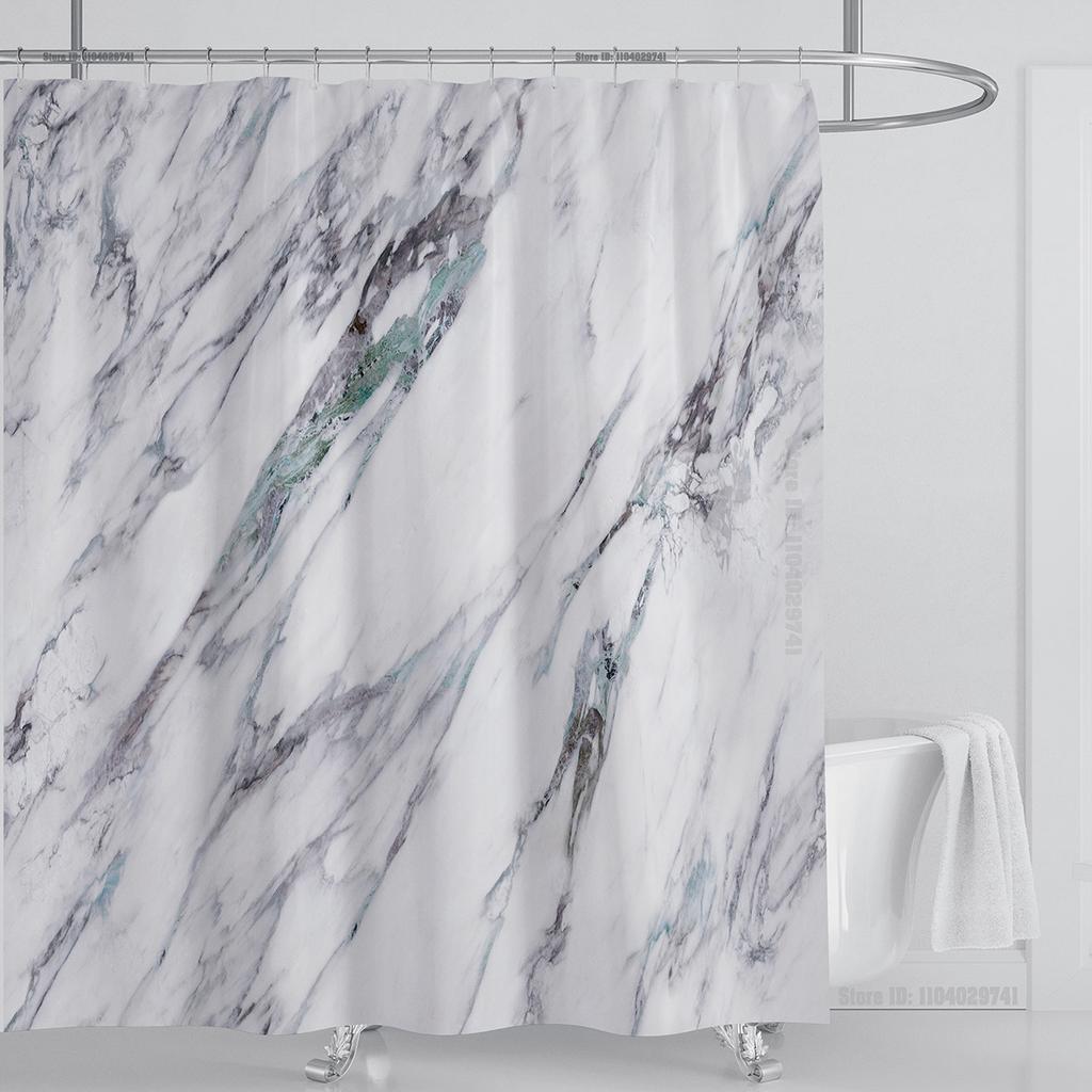 Marble Waterproof Shower Curtain Waterproof Shower Curtain for Bathroom Decor Printed Washable Shower Curtain with Hooks