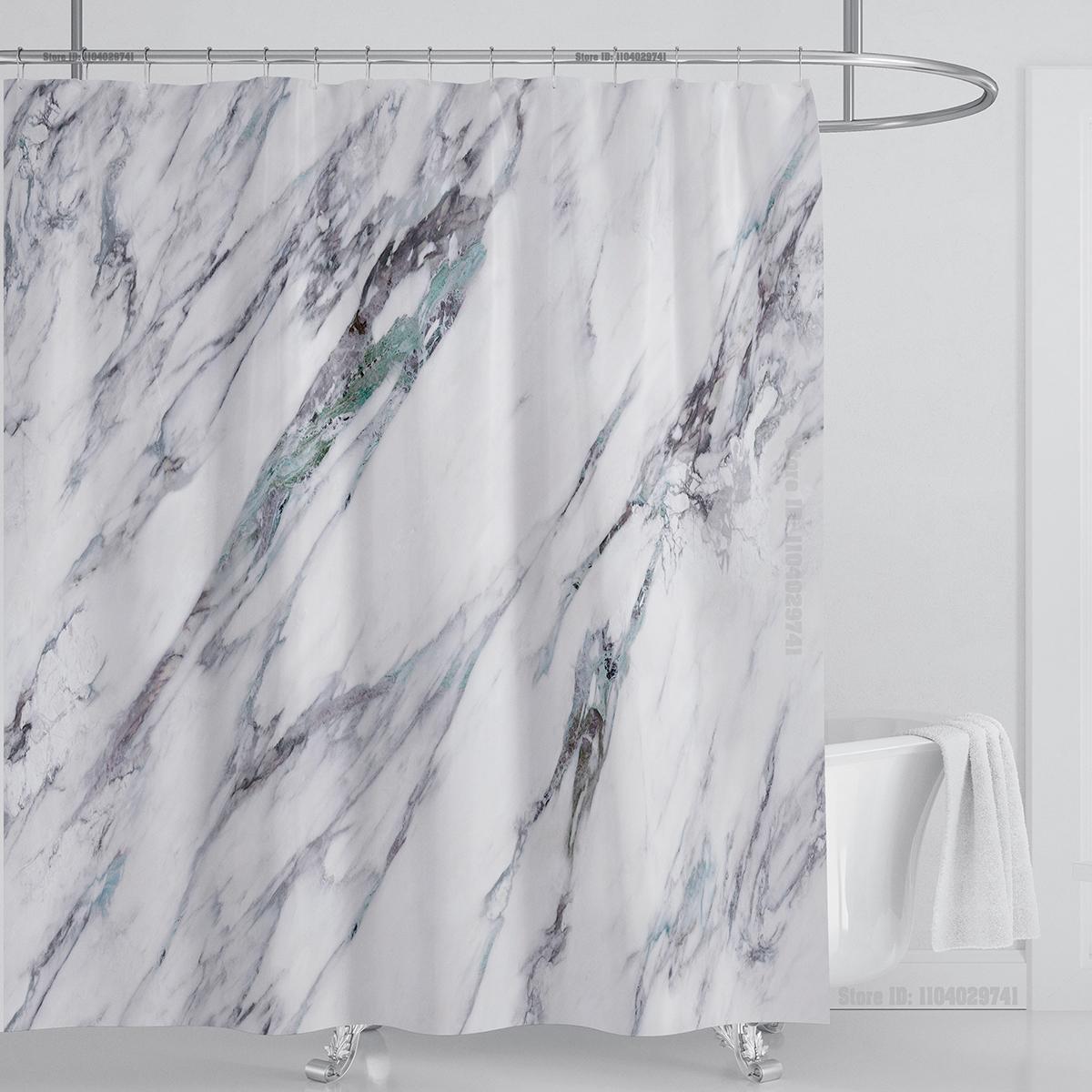 

Мраморная водонепроницаемая шторка для душа Водонепроницаемая шторка для душа для декора ванной комнаты Принтованная моющаяся шторка для душа с крючками W90xH180cm